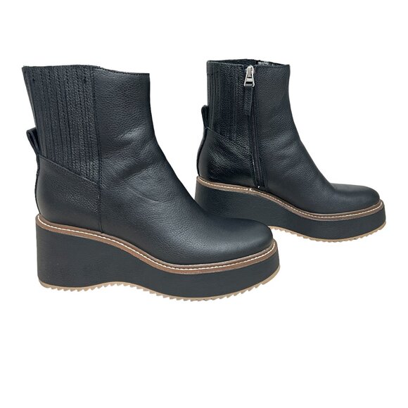 Dolce Vita Shoes - Dolce Vita Hilde Leather Gore Lug-Sole Wedge winter Booties women's size 7.5